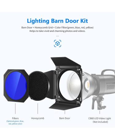 NEEWER Metal Barn Door Set with Grid & Color Gels for 7 Reflector Bowens Mount - Buy Online on GoSupps.com