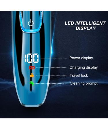 Rotary Shaver for Men Electric Razor Dry Wet Waterproof Rotary Men's Face Shaver Razors Cordless USB Rechargeable for Men Shavers Gift for Husband Father (Blue+3 Replacement Blades) - Buy Online on GoSupps.com