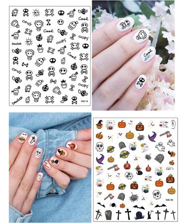 1500+ Patterns Halloween Nail Art Stickers Decals EBANKU 3D Self-Adhesive Nail Sticker Halloween Pumpkin Spider Bat Grave Manicure Sticker for Women Nail Art Decorations (12 Sheets) - Buy Online on GoSupps.com