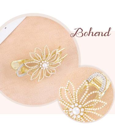 Bohend Large Pearl Hair Claw & Rhinestone Clip | Thick Hair Accessory for Women & Girls - International Shipping Available - Buy Online on GoSupps.com
