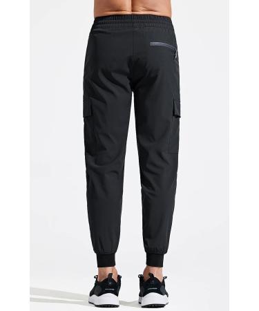Libin Men's Lightweight Quick Dry Cargo Joggers - Black Medium | Perfect for Hiking, Running, Travel and Golf - Buy Online on GoSupps.com