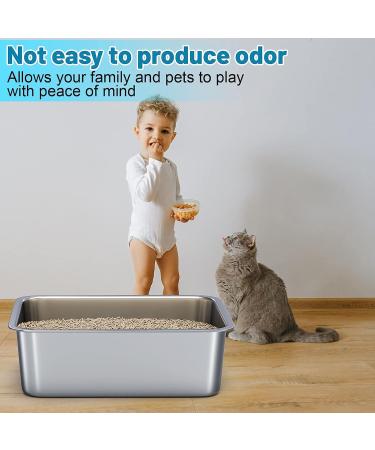 ZuHucpts Stainless Steel Cat Litter Box Extra Large Metal Litter Pan for Cats/Rabbits (Silver X-Large(24" Lx16 Wx8 H)) X-Large(24"Lx16"Wx8"H) Silver - Buy Online on GoSupps.com