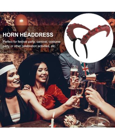 minkissy Demon Horn Headband Devil Headband Devil Horn Hair Hoop Carnival Headdress Prop Devil Cosplay Costume Dark Red - Buy Online on GoSupps.com