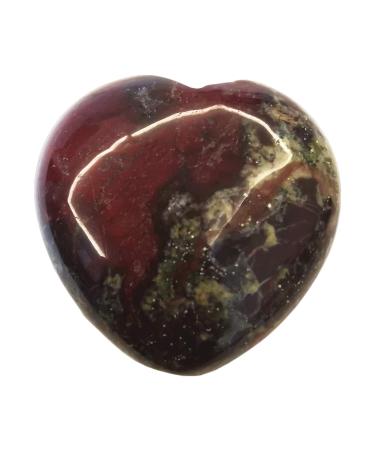 Manekieko Natural Dragon Blood Jasper Palm Worry Carved Heart Love Stone 40mm Crystals and Healing Stones