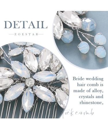 Zoestar Bridal Wedding Hair Comb Silver Rhinestone Headpiece Bridal Pearl Hair Accessories for Women and Girls - Buy Online on GoSupps.com