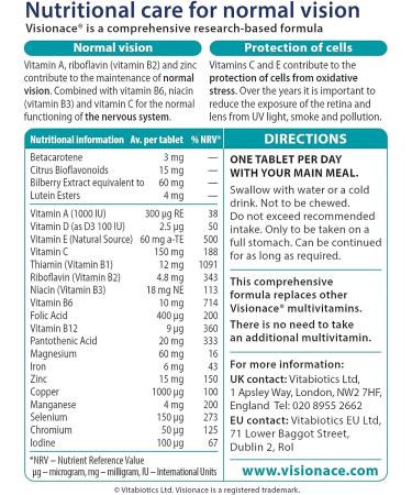 Vitabiotics Visionace 30 Tablets - Advanced Eye Health Formula - Buy Online on GoSupps.com