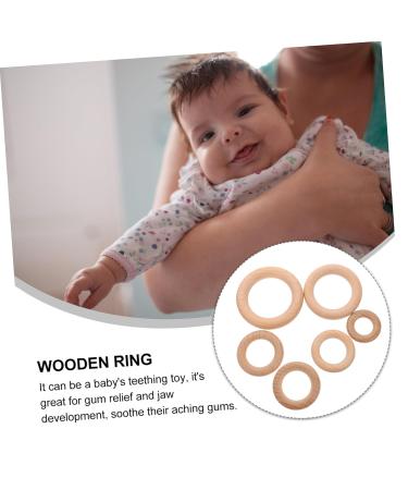Toyvian 6ST Molar Wooden Circle Accessories - Unfinished Wooden Rings for Baby Teething - Natural Beech Wood Bite Rings - Buy Online on GoSupps.com