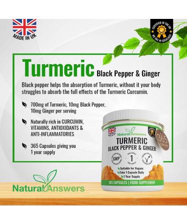 365 Turmeric Black Pepper & Ginger Capsules - High Strength Vegetarian Supplement | 1 Year Supply Made in the UK - Buy Online on GoSupps.com