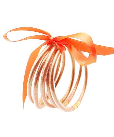 QINZTON Sparkling Fashion Bangles Soft Silicone Glitter Filled Jelly Bracelets Silicone Bracelet Glitter Filled Jelly Bangle Set Jelly Bracelets