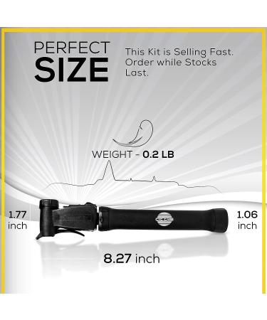 Mini Bike Tire Pump Set - Dual Action Push-Pull Pumping, 80 PSI, Presta & Schrader Valves, Lightweight - 3 oz, Includes Sports Ball Needle, Tire Lever, Bracket Mount - Buy Online on GoSupps.com