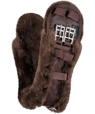 Equinate LUKE Saddle Strap - Anatomical Dressurgurt with Real Lambskin | Short Belly Belt 50-80cm in Nature Brown & Black - Buy Online on GoSupps.com
