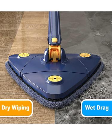 360 Rotatable Triangle Mop with Long Handle - Microfiber Wet/Dry, Quick Dry, Adjustable & Extendable - Blue, 3 Replacement Pads - Buy Online on GoSupps.com
