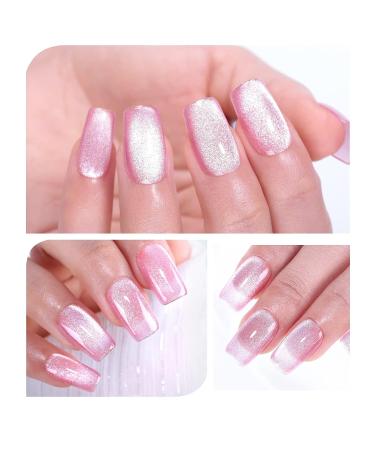 Imtiti Hot Pink Holographic 9D Cat Eyes Glitter Magnetic Gel Nail Polish 0.5fl oz - UV Gel Polish with Magnetic Stick for Nail Salon - Buy Online on GoSupps.com