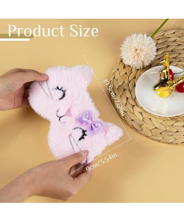 DAZAIGE 2-Piece Soft Plush Cartoon Cat Eye Masks for Women, Girls, and Kids - Perfect for Home, Travel, and Rest - Pink/White - Buy Online on GoSupps.com