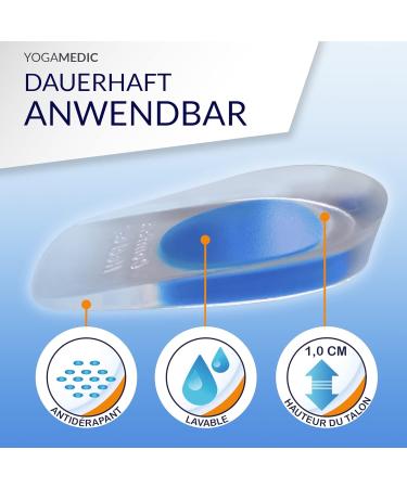 Yogamedic Heel Cushion for Shoes | Comfort Gel Pillows for Plantar Fasciitis & Heel Pain Relief | Orthopedic Gel Inserts (Medium-Soft Sizes 35-39) - Buy Online on GoSupps.com