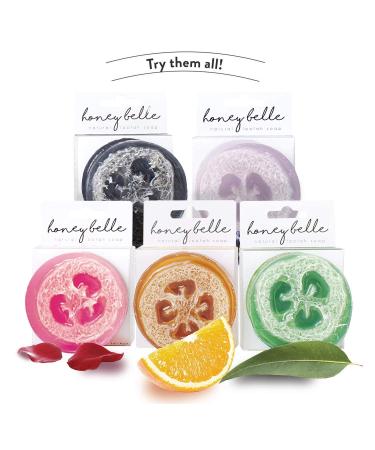 Honey Belle Natural Loofah Soap Bar 2-Pack - Refreshing Exfoliating Soap with Peppermint & Eucalyptus | Eco-Friendly & Paraben-Free - Buy Online on GoSupps.com