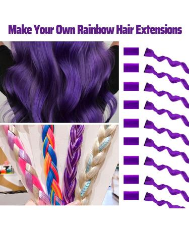 Violet Clip-In Hair Extensions for Girls | 17 Inch Colorful Curly Wavy Hair Accessories (12 PCs) - Perfect for Parties - Buy Online on GoSupps.com
