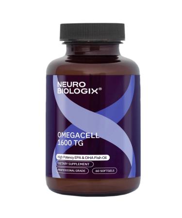 Neurobiologix OmegaCell 1600 TG Omega 3 Fish Oil with EPA & DHA Triglyceride Form for Absorption & Wellness Support Non GMO Omega 3 Supplement for Women and Men Gluten Free 60 Softgels