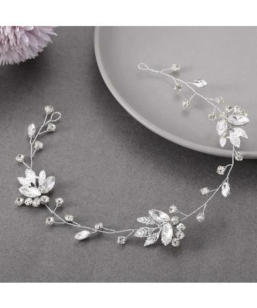 EASEDAILY Rhinestone Bride Wedding Hair Vine - Silver Leaf Crystal Headpiece for Women and Girls - Buy Online on GoSupps.com