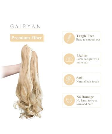 Shop Gairyan 50cm Ponytail Hair Extensions - Long Curly Claw Clip Wavy Synthetic Hair in Sandy Blonde & Bleached Blonde - Buy Online on GoSupps.com