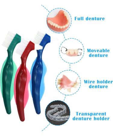 6-Piece Hard Prosthesis Brush Set - Ergonomic Double Bristle Denture Cleaning Toothbrushes for Artificial Teeth Care - Buy Online on GoSupps.com