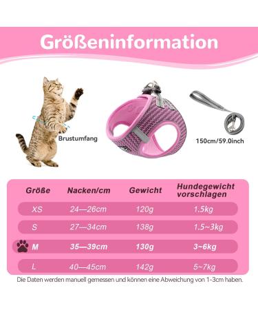 Reflective Cat Dishes with Leash - Adjustable Breakout-Proof Tableware Set for Cats & Small Dogs (Pink-Small) - Buy Online on GoSupps.com