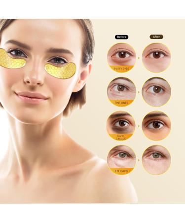 24K Gold Under Eye Patches Set 20 Pcs Collagen Gel Masks for Puffiness & Dark Circles Hydrating Eye Skin Care for Men & Women Travel Size Solution - Buy Online on GoSupps.com
