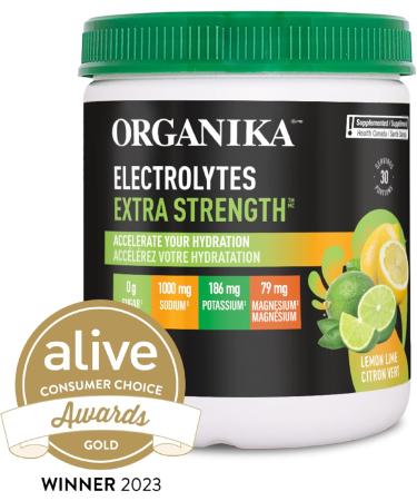 Organika Electrolytes Extra-Strength Powder- Lemon Lime- High in Sodium for Sport Recovery - Saltier Taste Sugar-Free Hydration and Electrolyte Replenishment - 180g - 30 servings Lemon Lime 30 Servings (Pack of 1) - Buy Online on GoSupps.com