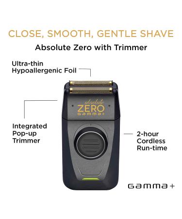 GAMMA+ Absolute Zero Men's Cordless Foil Shaver Black with Built-in Retractable Trimmer - Buy Online on GoSupps.com
