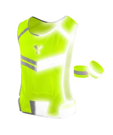 247 Viz Reflective Running Vest  Reflective Vest Running at Night for Walkers, Women & Men. High Visibility Reflective Gear, Cycling & Running Vest, High Vis Neon Safety, Small, Medium & Large Size Neon Yellow Small