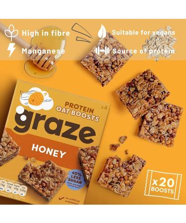 Graze Protein Oat Bars Healthy Snacks Whole Grain Oats Natural Flavours High Fibre Less Sugar (20 Snacks 5 Packs of 4 x 30g) - Buy Online on GoSupps.com