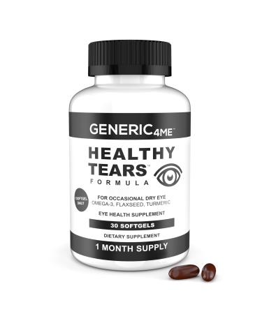 Generic4ME Healthy Tears for Occasional Dry Eye Omega-3 Fish Oil EPA DHA Vitamin E Eye Vitamin Redness Relief Itch Relief One per Day 1 Month Supply