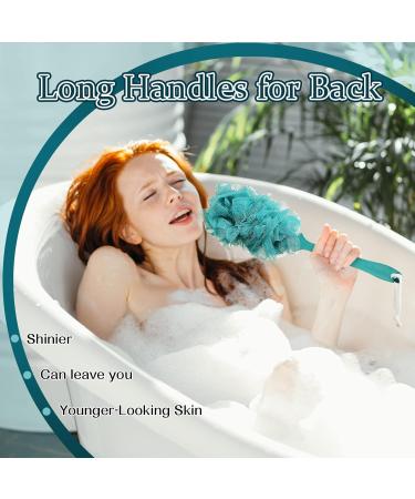 18 Pack Long Handled Loofah Body Scrubber for Shower - Men, Women, Elderly - Nylon Mesh Bath Sponge - Multicolor - Buy Online on GoSupps.com