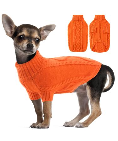 Alagirls Winter soft breathable dog sweater warm puppy clothing classic turtleneck knitted goods pet clothing Christmas pet outfits clothing for large dogs orange xxl xxl orange
