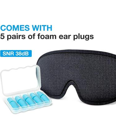LYSIAN Cooling Sleep Eye Mask for Men and Women - 3D Concave Blackout Night Cover for Sleeping, Yoga, Nap, and Travel - Includes Foam Ear Plugs - Soft and Comfortable - Black - Buy Online on GoSupps.com