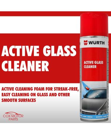 Wurth Active Glass Cleaner 500ml Spray Foam | Cleans Glass Mirrors Painted Parts Rubbers Plastics and more - Buy Online on GoSupps.com
