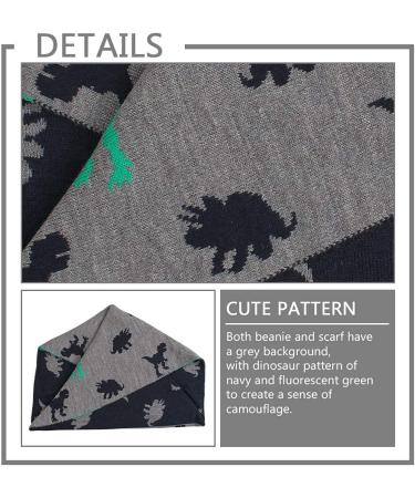 XIAOHAWANG Knitted Baby Dinosaur Hat & Scarf - 9-24 Months | Winter Warm Beanie with Fleece Lining for Toddler Kids - Gray - Buy Online on GoSupps.com