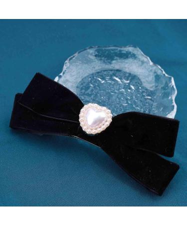Yheakne Satin Black Velvet Bow Hair Clip | French Barrette Headwear for Women and Girls | Winter Hair Accessories - Buy Online on GoSupps.com
