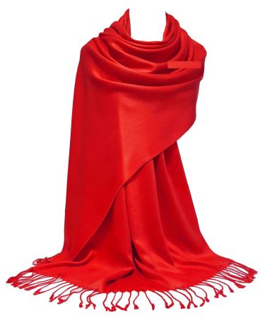GFM Smooth Shiny Surface Pashmina Style Scarf (L9) L9-vll-red