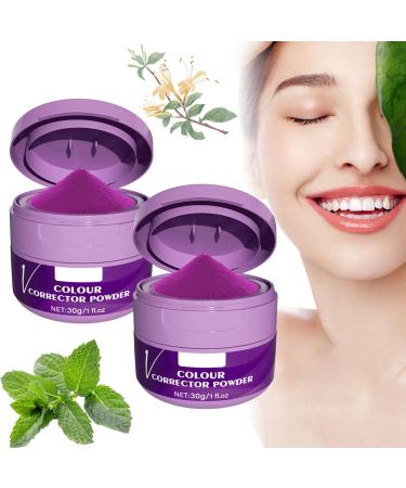 V34 Teeth Whitening Powder for All Types of Teeth Purple Color Corrector Tooth Stain Removal Covering Yellow Stains on Teeth (2pcs)