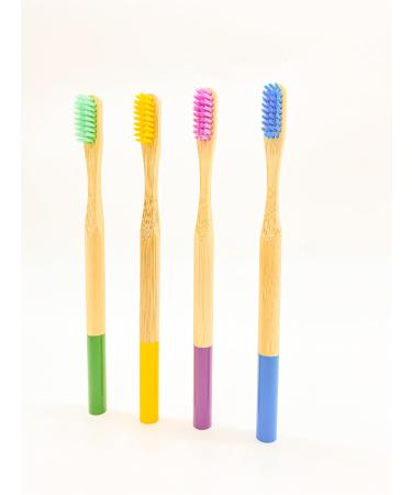 Plastic-free bamboo toothbrushes 4-pack