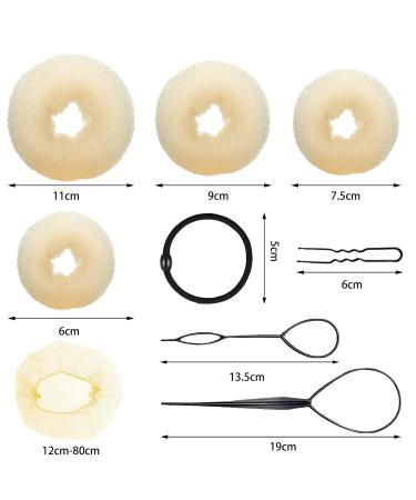 35pcs Donut Hair Bun Maker Set - Perfect Hairstyling Tool for Kids & Women | Beige Hair Knot Forms - Buy Online on GoSupps.com