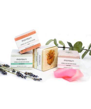 Natural Bath Bombs Gift Set: Lavender  Eucalyptus  Rose & Lemongrass Epsom Salt Bath Bombs with Organic Essential Oils for an Aromatherapy Moisturizing and Nourishing Muscle Recovery Bath Soak All 4 - Lavender  Eucalyptu...