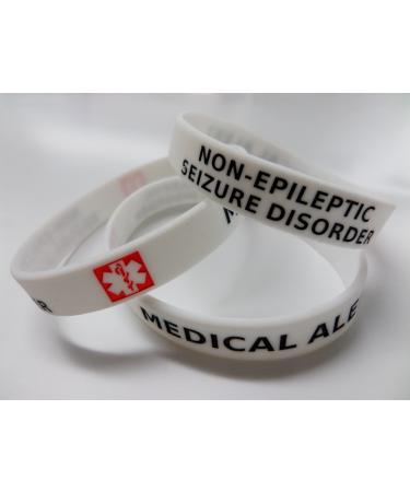 2X Seizure Disorder Non Epileptic Epilepsy Wristband Medical Awareness Alert Bracelet- Glow in The Dark!