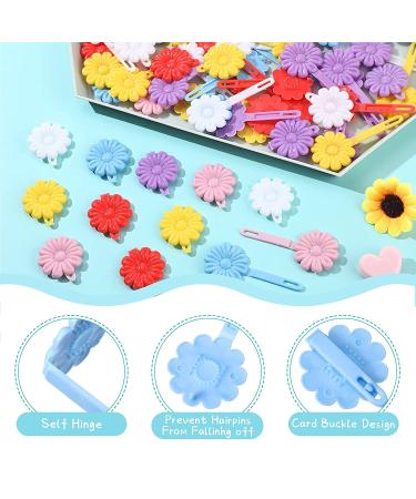 76-Piece Multi-Colored Flower and Bowknot Hair Barrettes for Girls - Cute 80s 90s Cartoon Design Hair Clips - Hairpins Hair Accessories - Buy Online on GoSupps.com