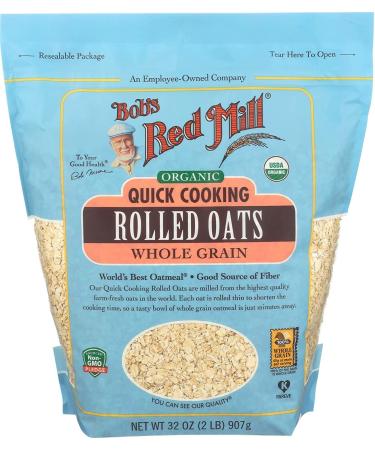 Bob's Red Mill Organic Quick Cooking Rolled Oats Whole Grain 32 oz (907 g)