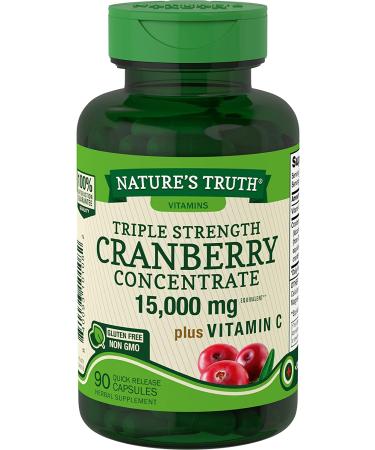 Nature's Truth Triple Strength Cranberry Concentrate + Vitamin C - 15000 mg, 90 Capsules - Buy Online on GoSupps.com
