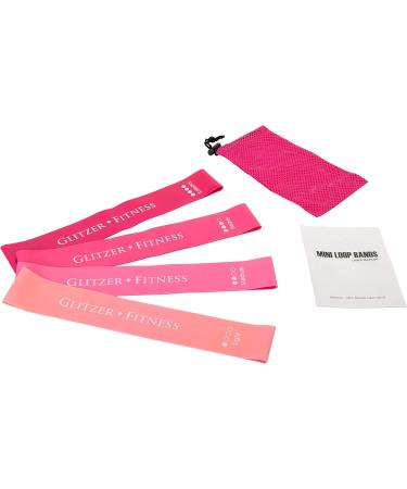 Glitzer Fitness Premium Resistance Bands | Set of 4 Pink Exercise Bands Loops for Stretching Yoga Mobility and Strength Training Pink 12.0 Inches - Buy Online on GoSupps.com