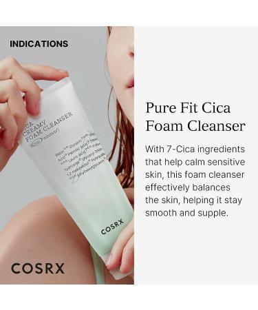 COSRX Pure Fit Cica Creamy Foam Cleanser - 5.07 fl oz | Gentle Cleanser for Sensitive Skin with 91% Natural Centella Complex - Buy Online on GoSupps.com