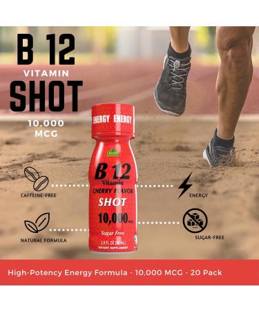 ALFA VITAMINS Vitamin B12 Energy Shot, Natural, Sugar Free Dietary Supplement, Boosts Energy, Supports Immune System, Cherry Flavored, Gluten Free, 10000 mcg per Serving, 2.0 oz Bottle, 80 Pack - Buy Online on GoSupps.com
